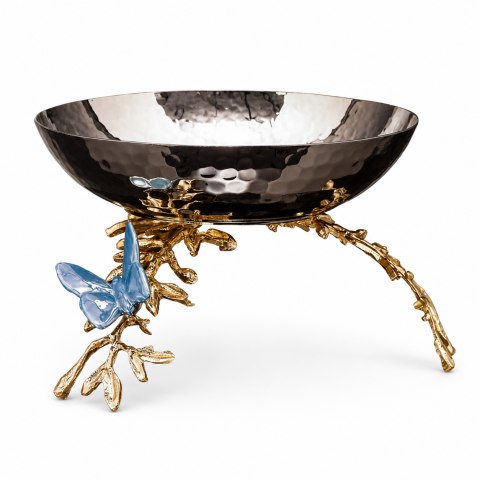Silver Serving Bowl with Butterfly Stand