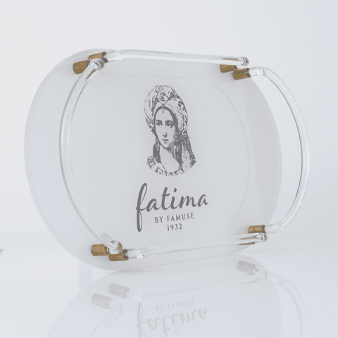 Fatima Signature Logo Acrylic Tray with Gold Handles