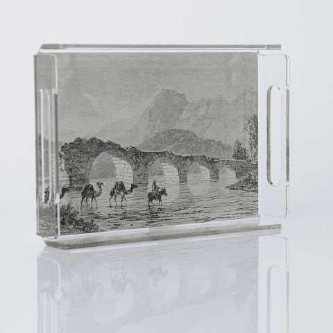 Fatima Small Acrylic Serving Tray with Historical Engraving